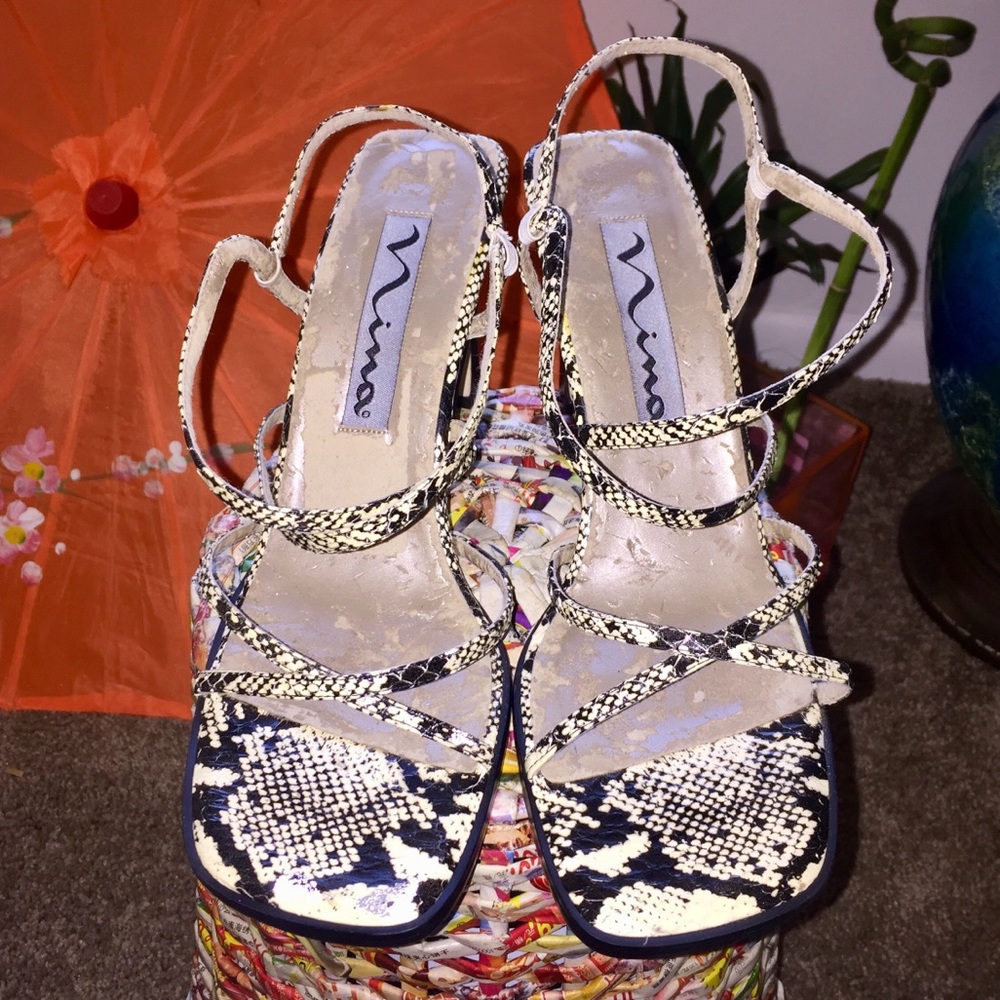 Nina Snakeskin Sling-back Sandal